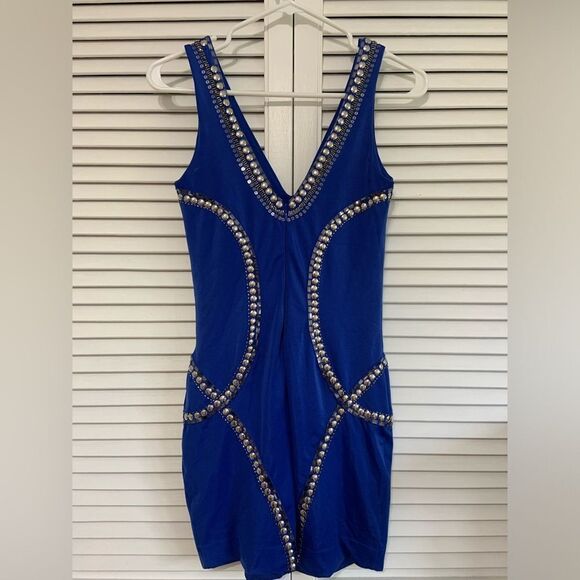 Bebe royal blue sequin mini bodycon dress - Picture 2 of 7